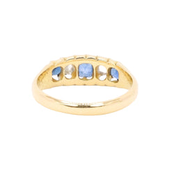 Bague Jarretière en or jaune saphirs et diamants taille rose - Castafiore