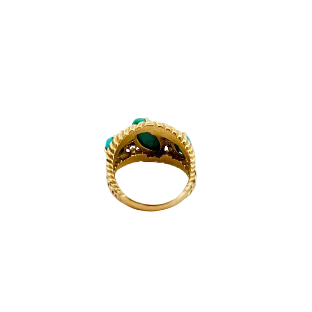 Bague Jarretière en or jaune, turquoise et diamants - Castafiore