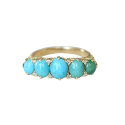 Bague Jarretière en or jaune, turquoises et diamants - Castafiore