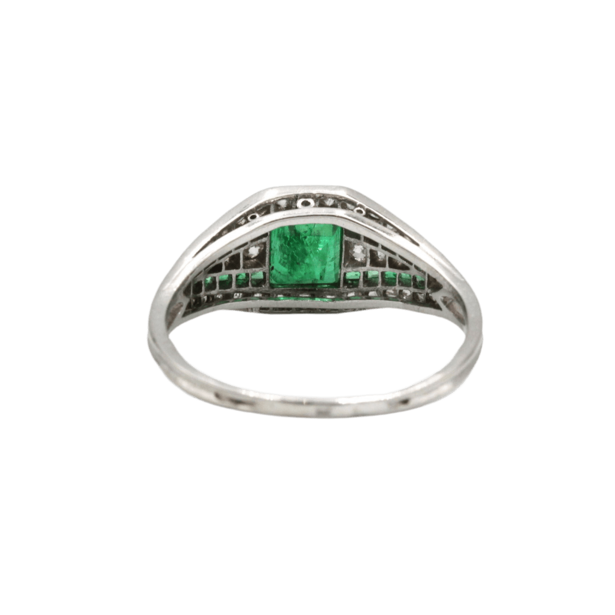 Bague Jarretière en platine, émeraudes et diamants - Castafiore