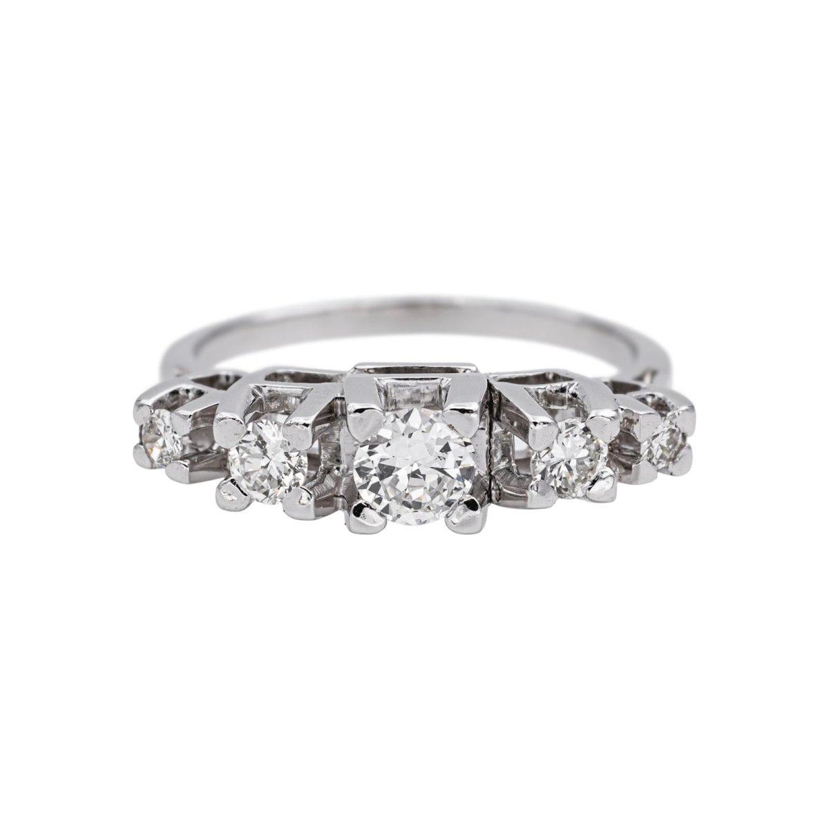 Bague Jarretière en platine et diamant - Castafiore