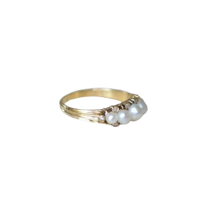 Bague jarretière perles et diamants - Castafiore
