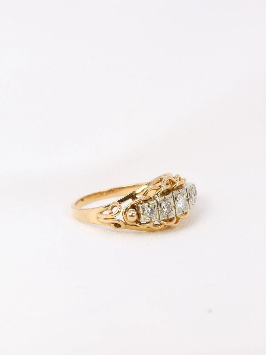 Bague jarretière vintage en or et diamants - Castafiore