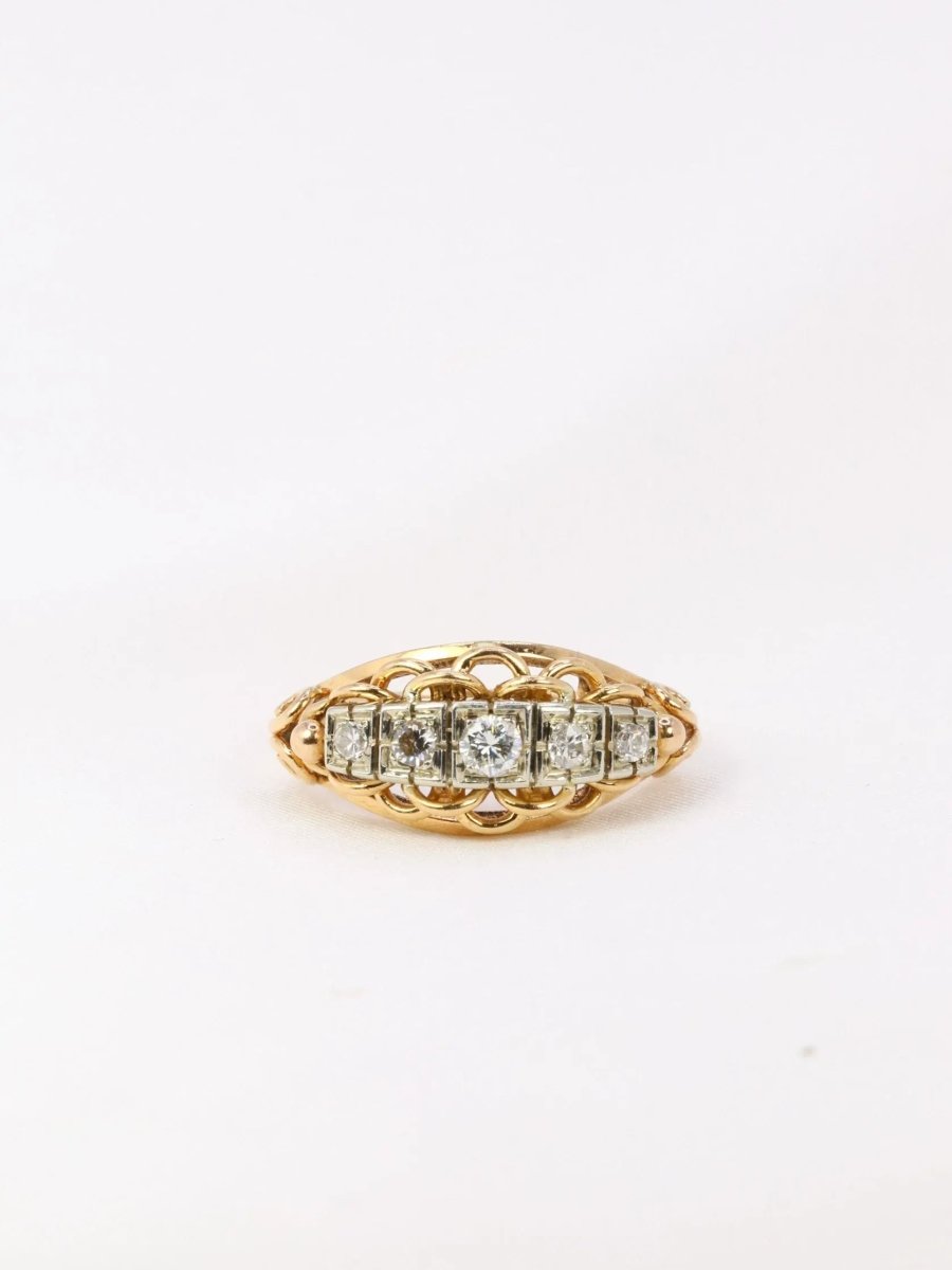 Bague jarretière vintage en or et diamants - Castafiore