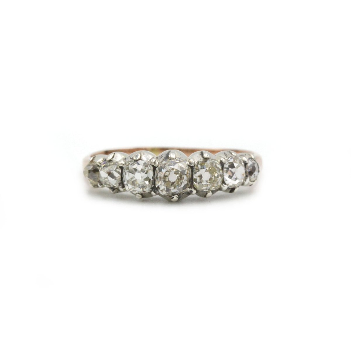 Bague jarretière XIXe siècle or jaune 750 diamants taille anciennes - Castafiore