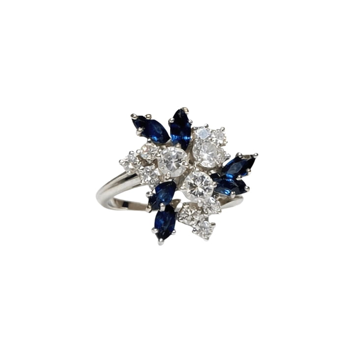 Bague JEAN ET PIERRE BELLIN en or blanc, platine, saphirs et diamants - Castafiore