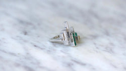 Bague Jean Vendôme Diamants et Emeraudes sur Or Blanc - Castafiore