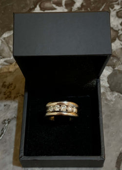 Bague Jonc 5 Diamants Or gris 18 Carats - Castafiore