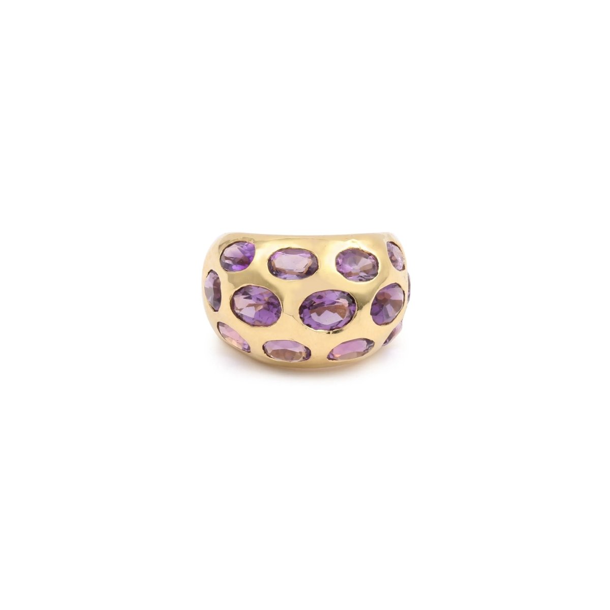 Bague Jonc Améthystes Or Jaune 18 Carats - Castafiore