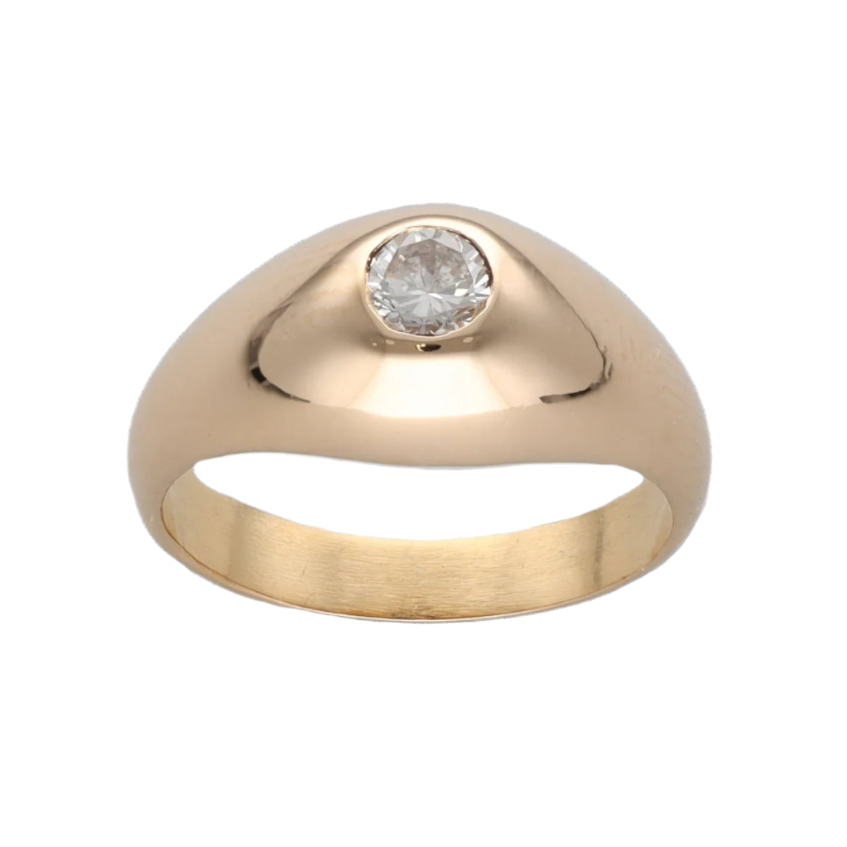 Bague Jonc Anglais en or jaune 18 Cts avec un diamant de 0,25 Cts taille brillant G - VS. Taille 54 - Castafiore