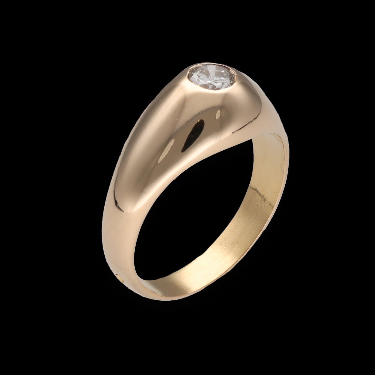 Bague Jonc Anglais en or jaune 18 Cts avec un diamant de 0,25 Cts taille brillant G - VS. Taille 54 - Castafiore