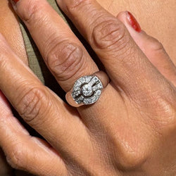 Bague Jonc art - déco en or blanc et diamants - Castafiore