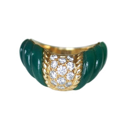 Bague Jonc BOUCHERON en or jaune, chrysoprases et diamants - Castafiore