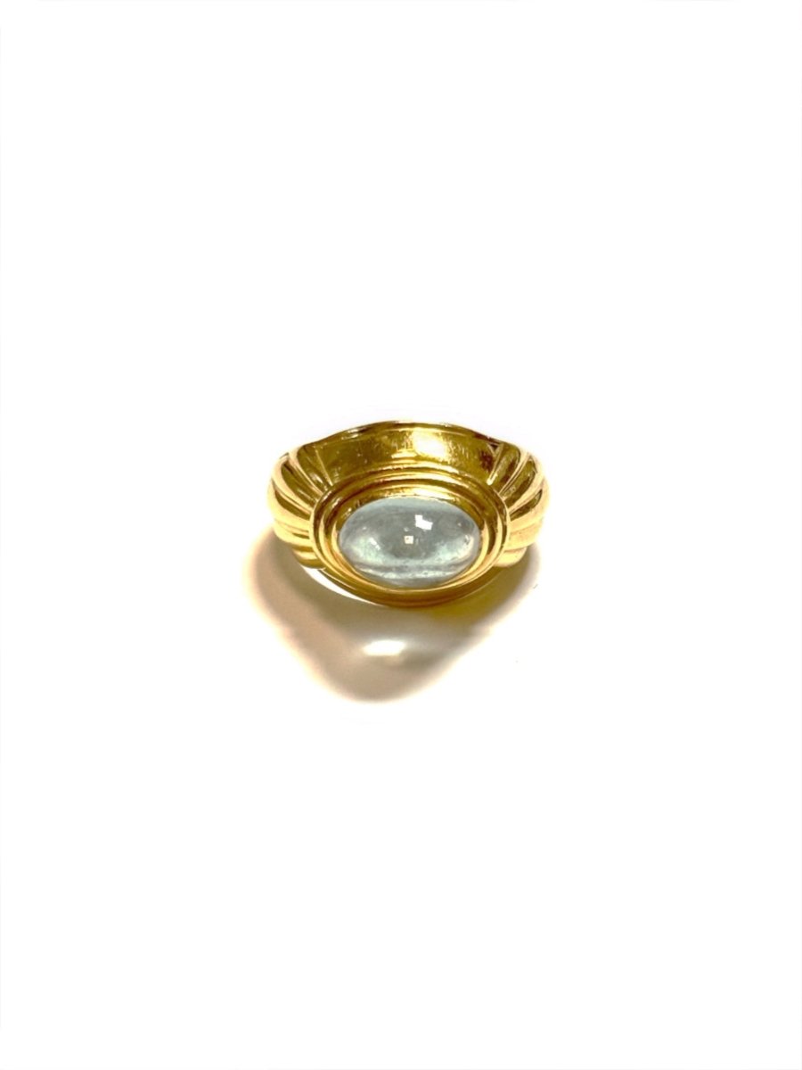 Bague Jonc BOUCHERON "Jaïpur" en or jaune et aigue - marine - Castafiore