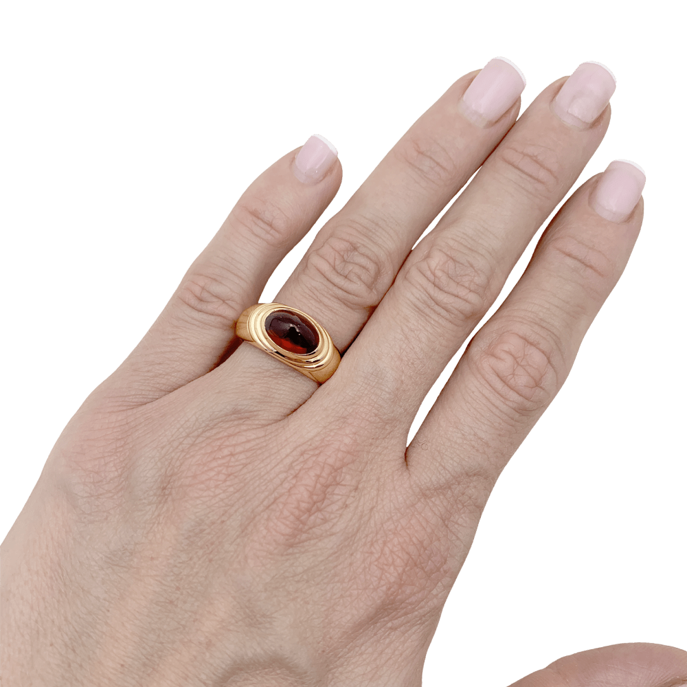 Bague Jonc BOUCHERON "Jaïpur" en or jaune et grenat - Castafiore