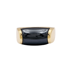 Bague Jonc BULGARI "Tronchetto" en or jaune et hématite - Castafiore