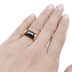 Bague Jonc BULGARI "Tronchetto" en or jaune et hématite - Castafiore