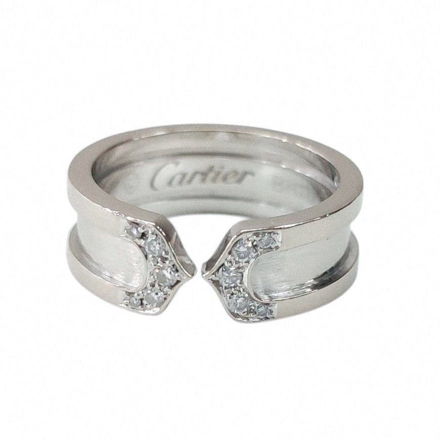 Bague Jonc CARTIER "C2" en or blanc et diamants - Castafiore