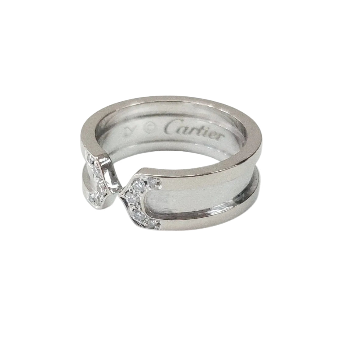Bague Jonc CARTIER "C2" en or blanc et diamants - Castafiore
