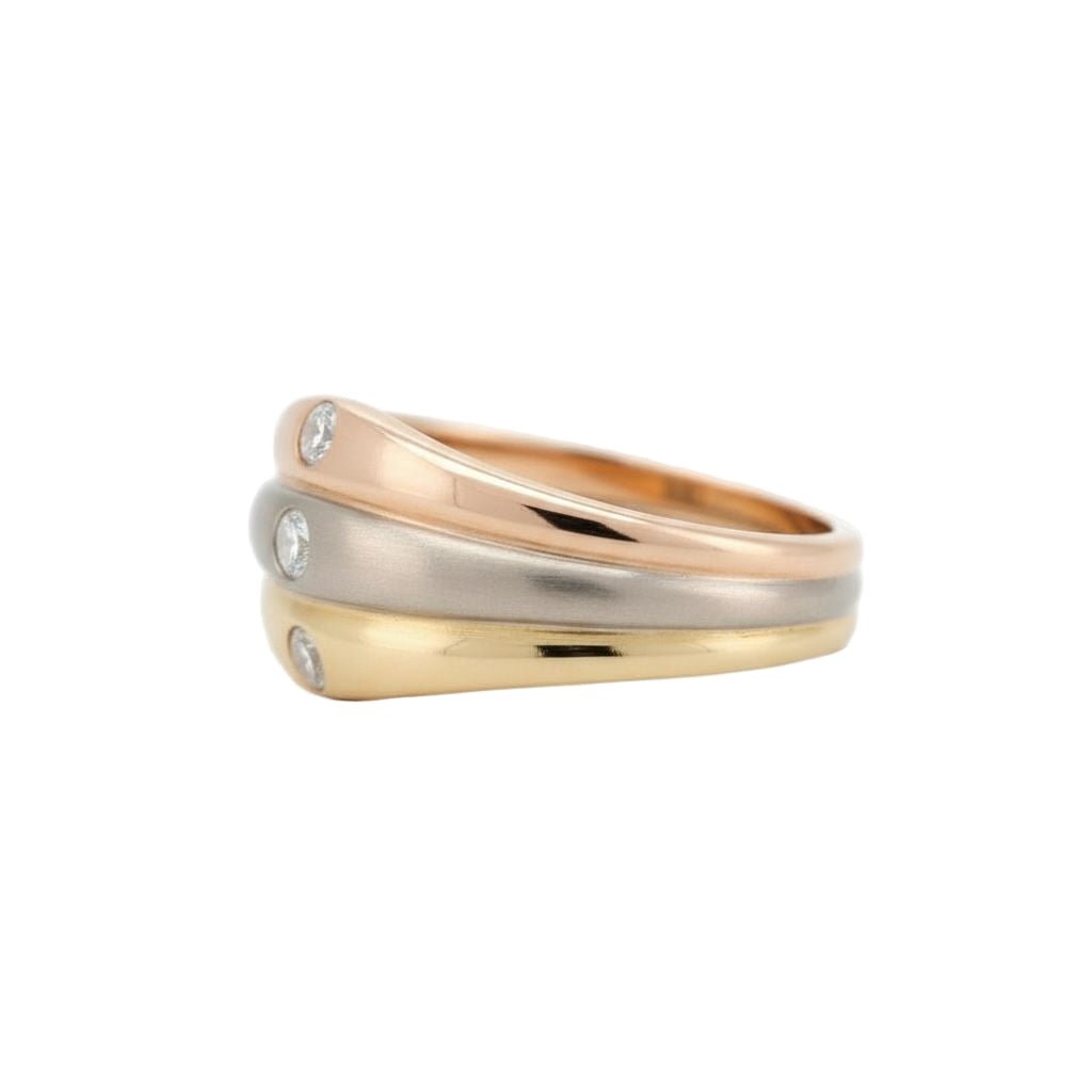 Bague Jonc CARTIER en or jaune, or blanc, or rose et diamants - Castafiore