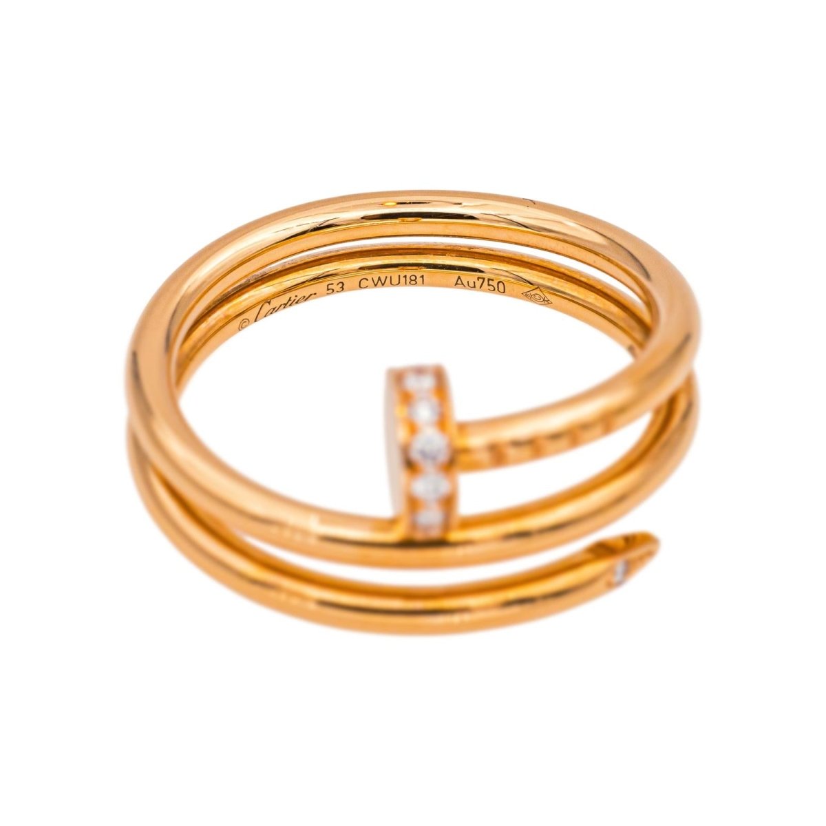 Bague Jonc CARTIER "Juste un clou double tour" en or rose et diamants - Castafiore
