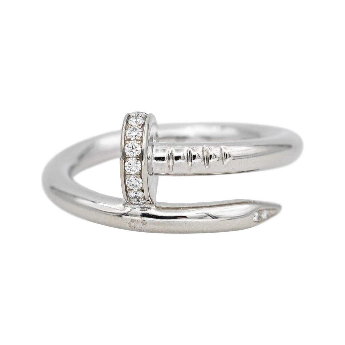 Bague Jonc CARTIER "Juste un Clou" en or blanc et diamants - Castafiore