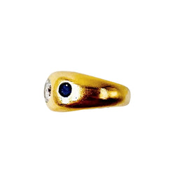 Bague Jonc CHAUMET en or jaune, saphirs et diamant - Castafiore