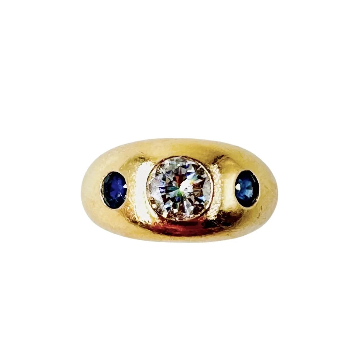 Bague Jonc CHAUMET en or jaune, saphirs et diamant - Castafiore