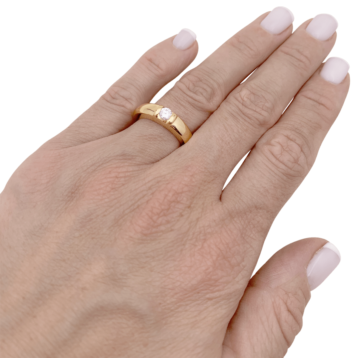 Bague Jonc CHAUMET "Gioia" en or jaune et diamant - Castafiore