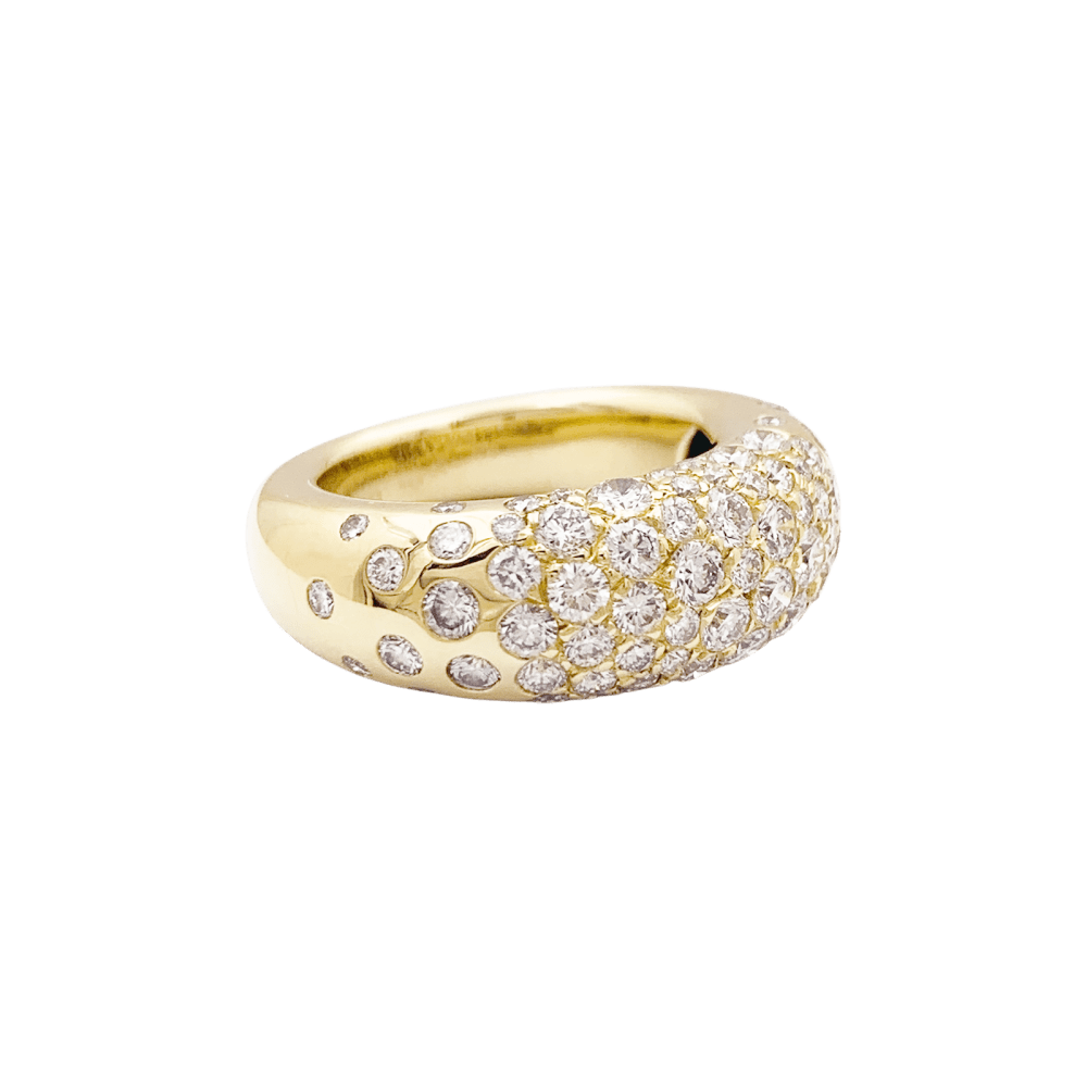 Bague Jonc CHAUMET "Grains de Caviar" en or jaune et diamants - Castafiore