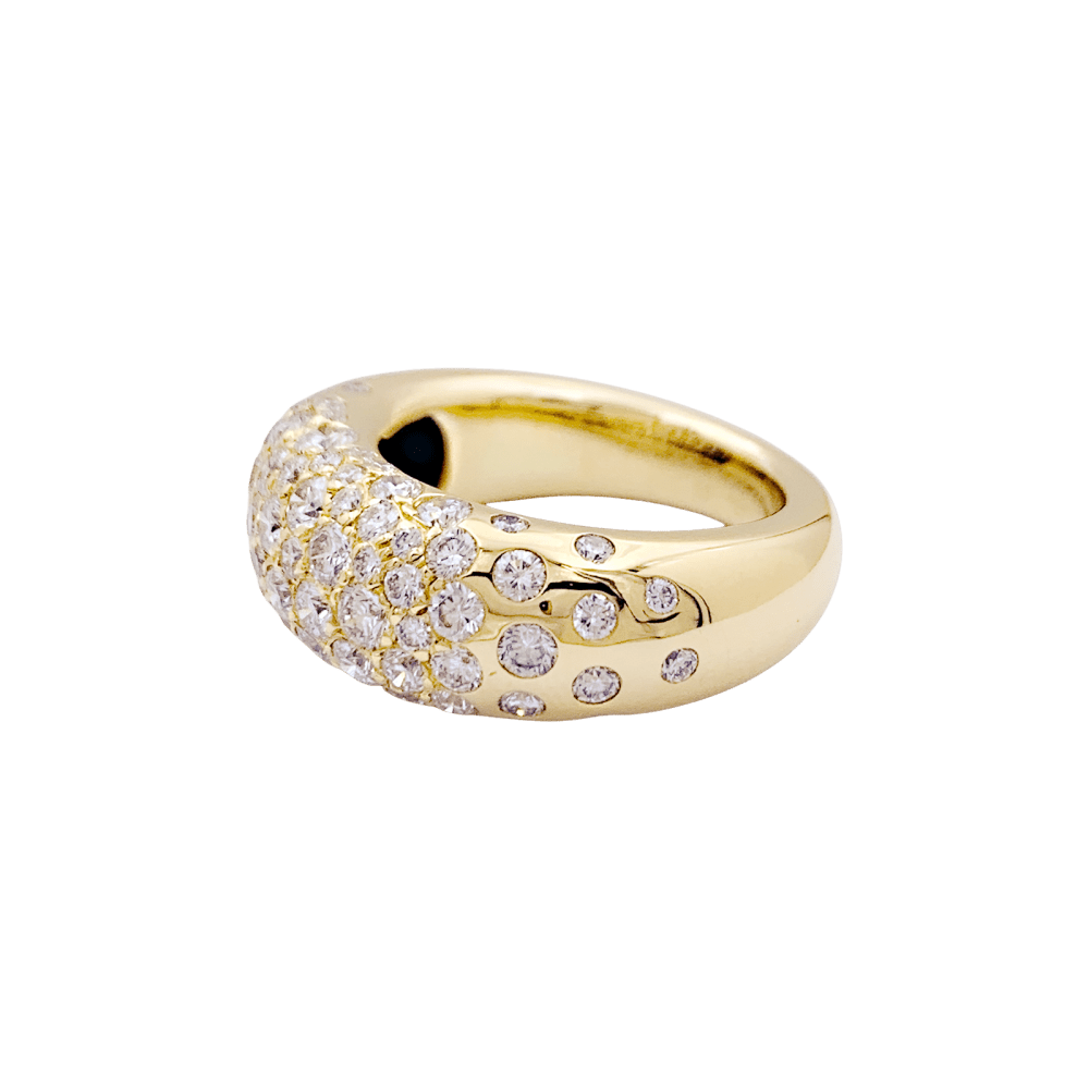 Bague Jonc CHAUMET "Grains de Caviar" en or jaune et diamants - Castafiore