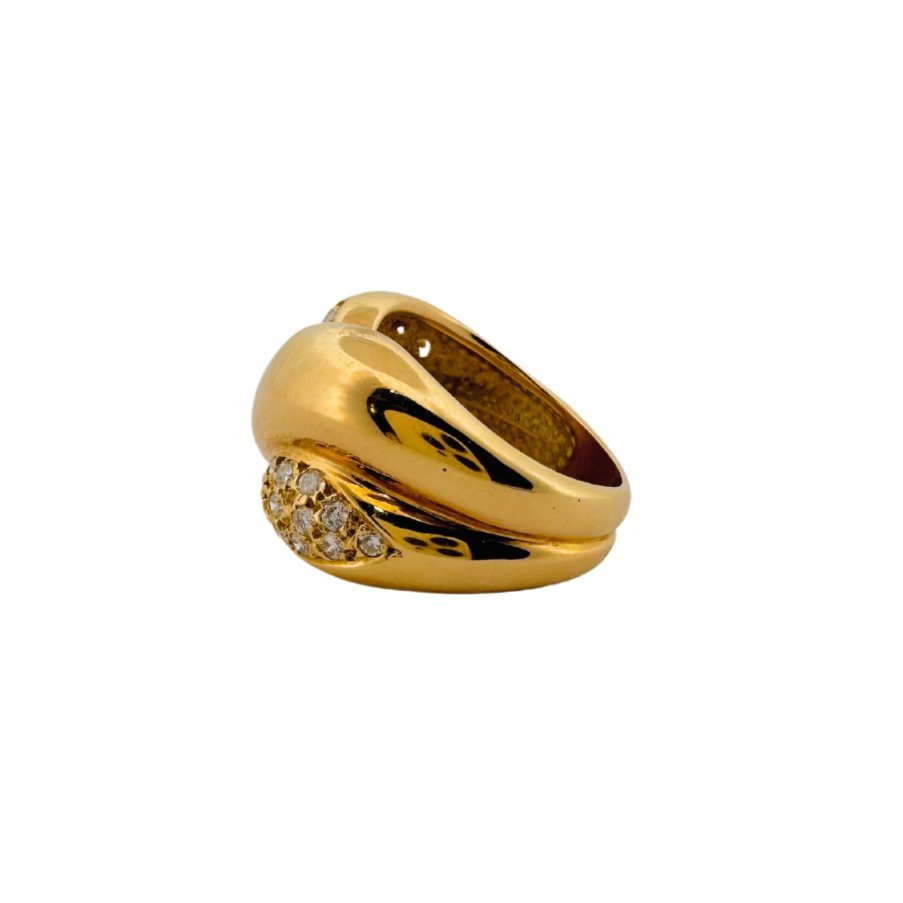 Bague Jonc croisée en or jaune et diamants - Castafiore