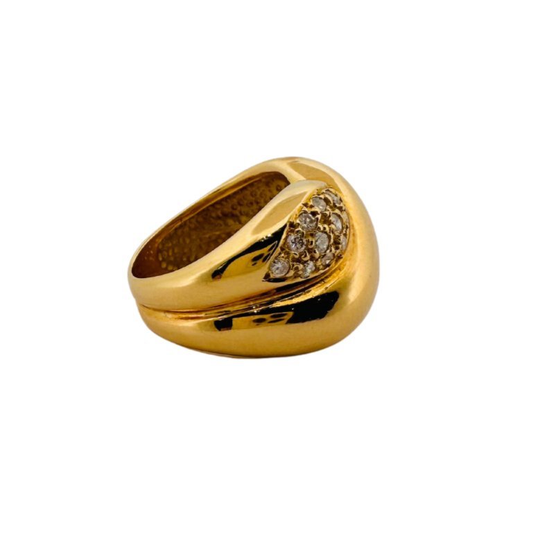 Bague Jonc croisée en or jaune et diamants - Castafiore