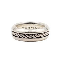 Bague Jonc DAVID YURMAN "Incrustation Câble" en argent - Castafiore