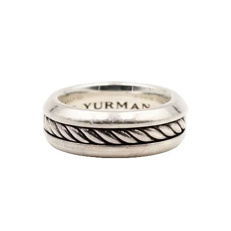 Bague Jonc DAVID YURMAN "Incrustation Câble" en argent - Castafiore