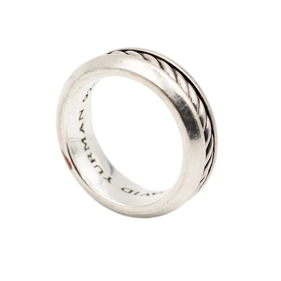 Bague Jonc DAVID YURMAN "Incrustation Câble" en argent - Castafiore