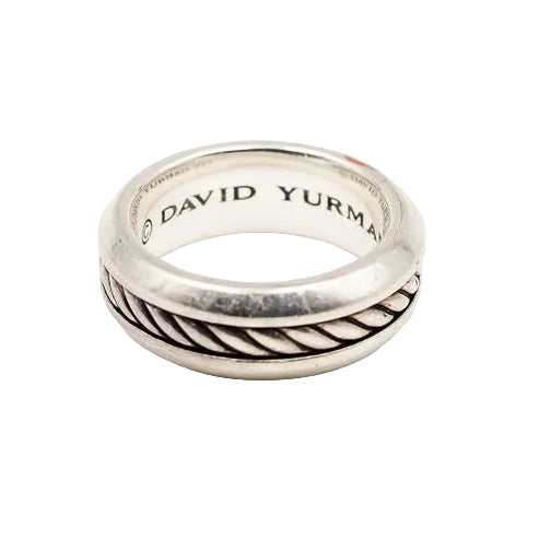 Bague Jonc DAVID YURMAN "Incrustation Câble" en argent - Castafiore