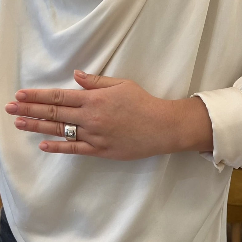 Bague jonc diamant en or blanc - Castafiore