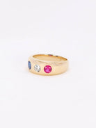 Bague jonc diamant saphir rubis - Castafiore