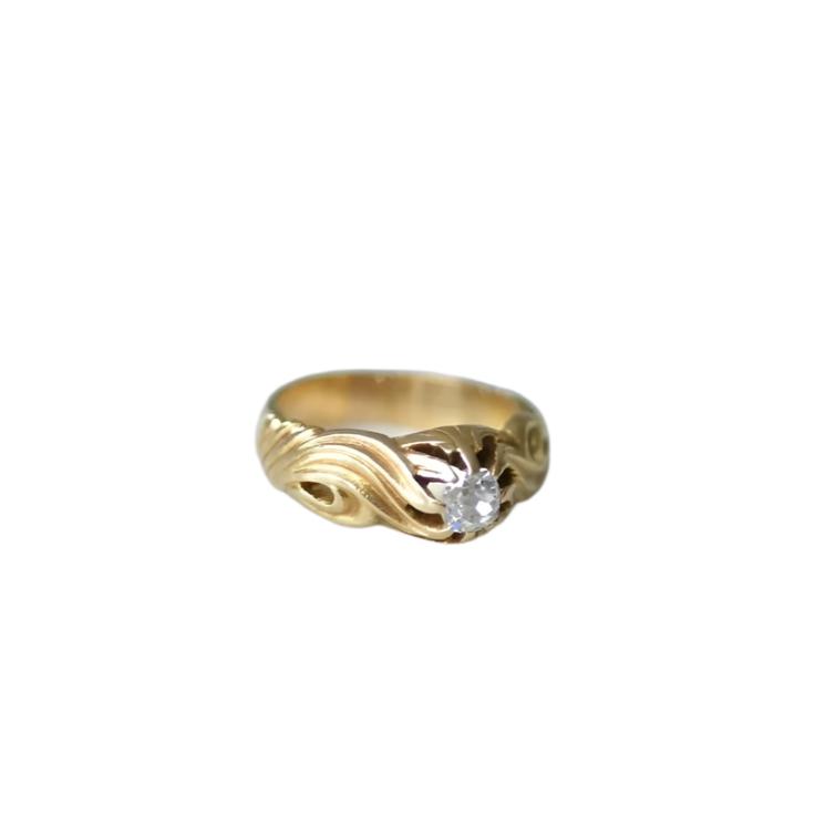Bague jonc diamant volutes or jaune - Castafiore