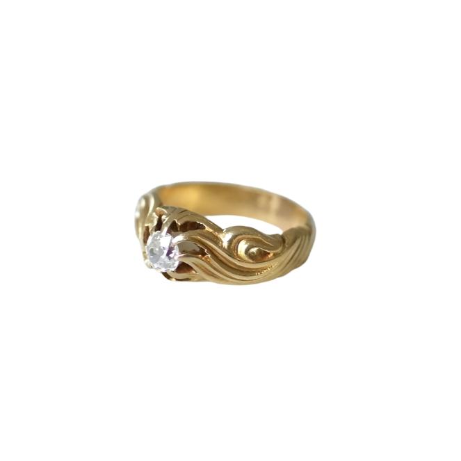 Bague jonc diamant volutes or jaune - Castafiore