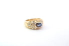 Bague jonc diamants et saphir en or jaune 18k - Castafiore