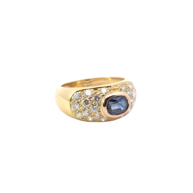 Bague jonc diamants et saphir en or jaune 18k - Castafiore