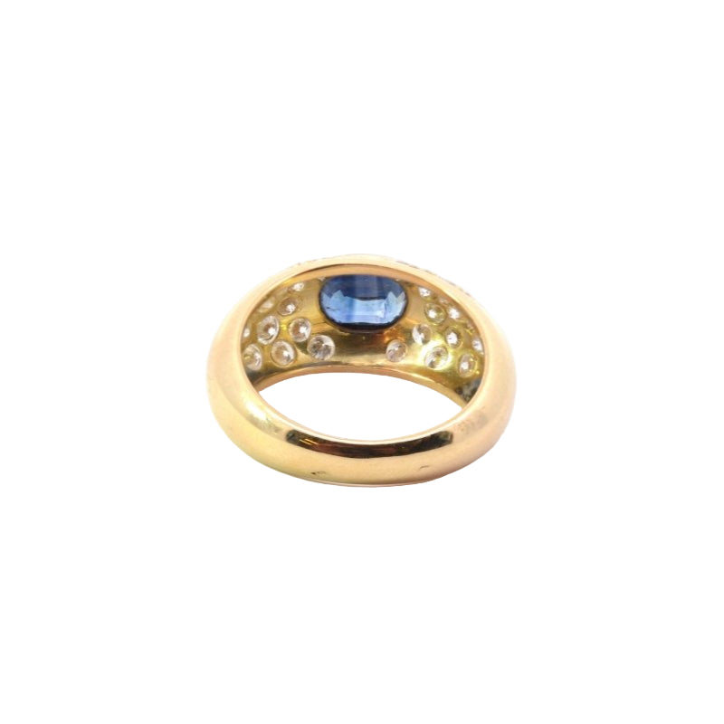 Bague jonc diamants et saphir en or jaune 18k - Castafiore