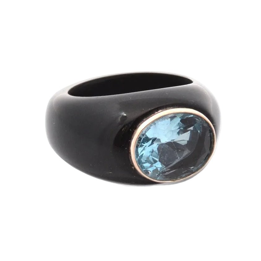 Bague Jonc en bakélite et topaze - Castafiore
