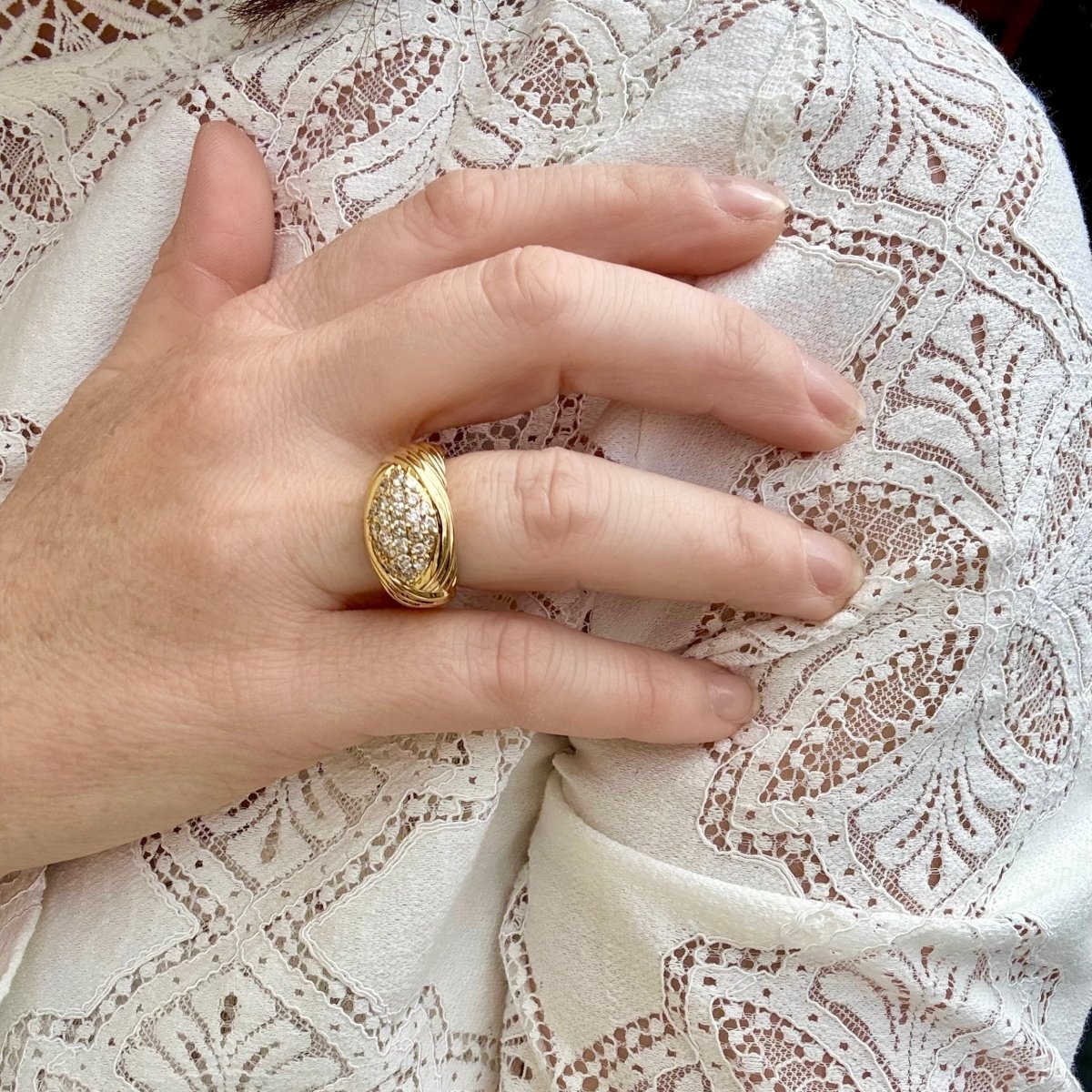 Bague Jonc en jaune et diamants - Castafiore