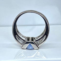 Bague jonc en or blanc 18 carats, saphir et diamants - Castafiore