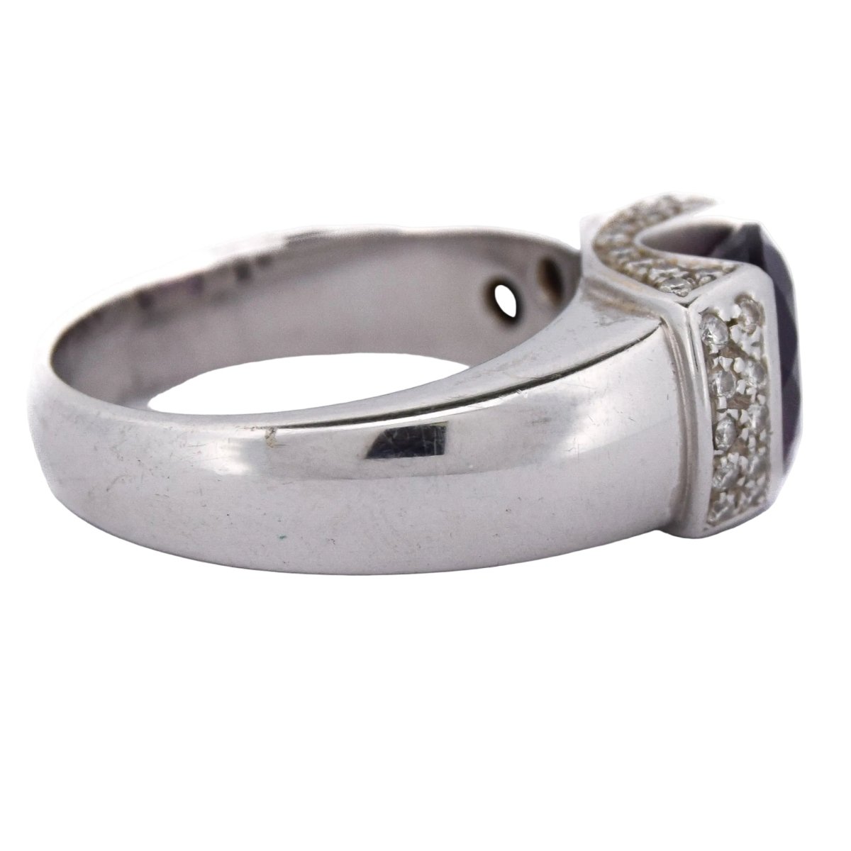 Bague Jonc en or blanc, améthyste et diamants - Castafiore