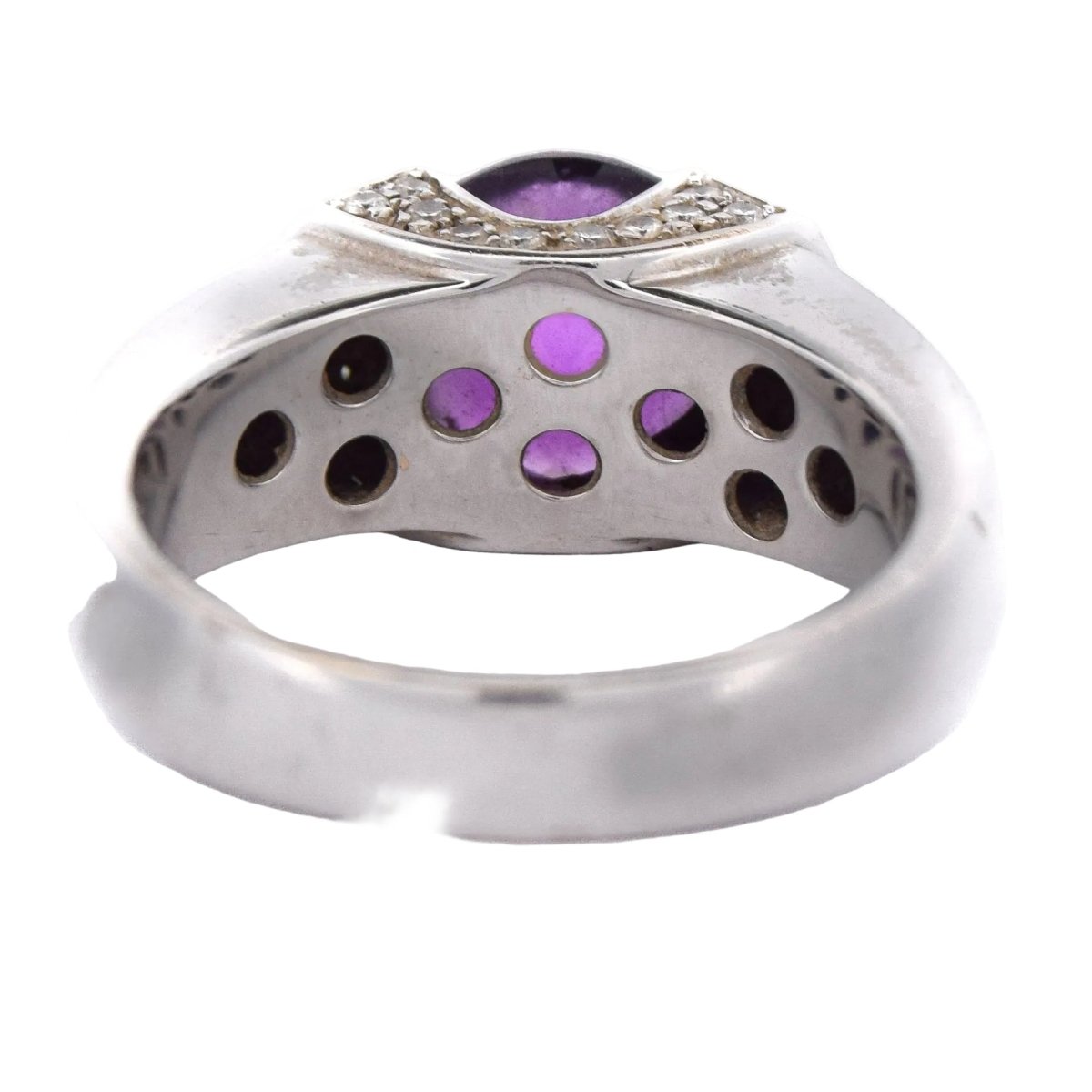Bague Jonc en or blanc, améthyste et diamants - Castafiore