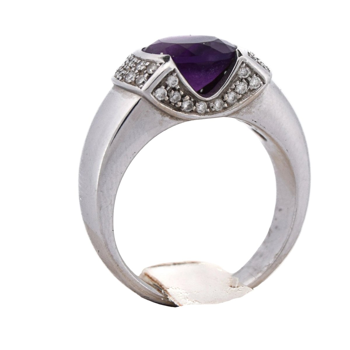 Bague Jonc en or blanc, améthyste et diamants - Castafiore